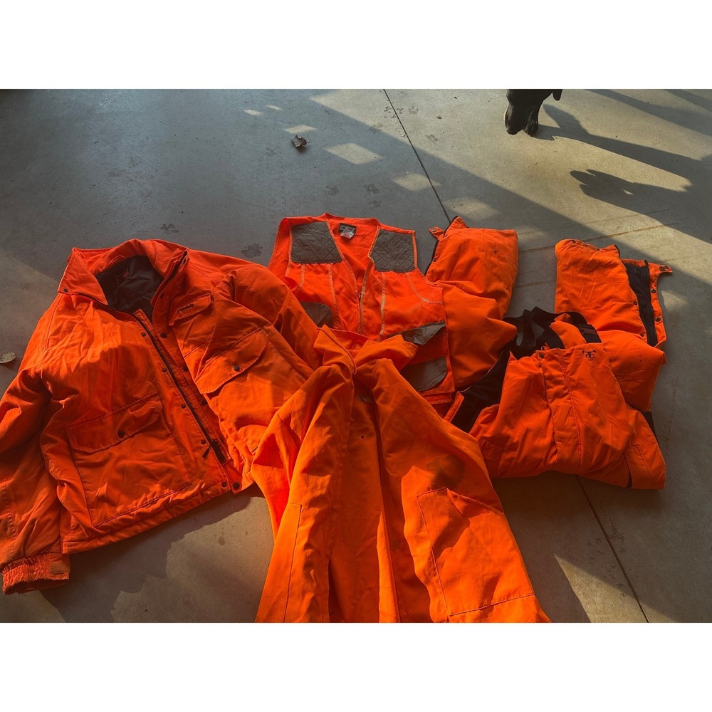 Mens Blaze Orange Hunting Gear Lot Gamehide Insulated Parka Bibs Vest Set